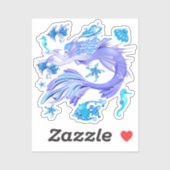 神秘的な人魚の妖精の紫色の生き物セラミックタイル シール (シート)