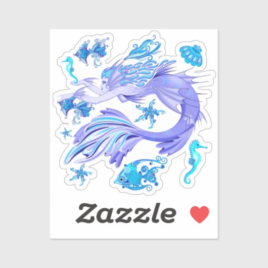 神秘的な人魚の妖精の紫色の生き物セラミックタイル シール (シート)