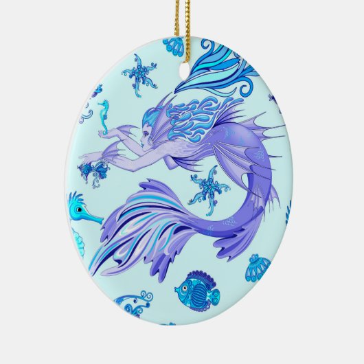 神秘的な人魚の妖精の紫色の生き物セラミックタイル セラミックオーナメント (右)