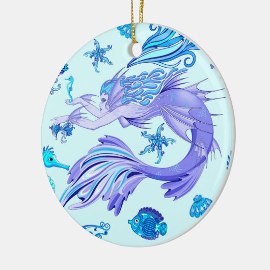 神秘的な人魚の妖精の紫色の生き物セラミックタイル セラミックオーナメント (左)
