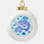 神秘的な人魚の妖精の紫色の生き物セラミックタイル セラミックボールオーナメント (正面)