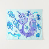 神秘的な人魚の妖精の紫色の生き物セラミックタイル タペストリー (正面(横))