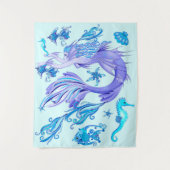 神秘的な人魚の妖精の紫色の生き物セラミックタイル タペストリー (正面)