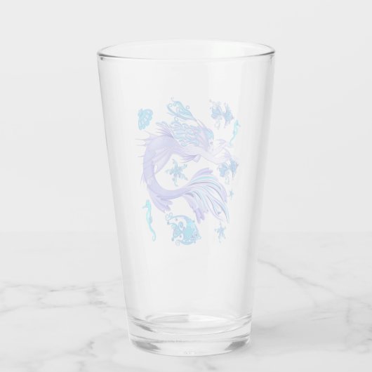 神秘的な人魚の妖精の紫色の生き物セラミックタイル タンブラーグラス (裏面)