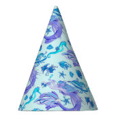 神秘的な人魚の妖精の紫色の生き物セラミックタイル パーティーハット (右)