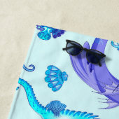 神秘的な人魚の妖精の紫色の生き物セラミックタイル ビーチタオル (インサイチュ)