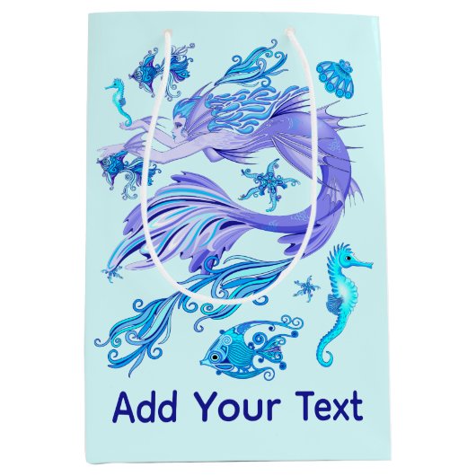 神秘的な人魚の妖精の紫色の生き物セラミックタイル ミディアムペーパーバッグ (正面)