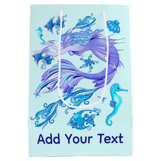 神秘的な人魚の妖精の紫色の生き物セラミックタイル ミディアムペーパーバッグ (裏面)