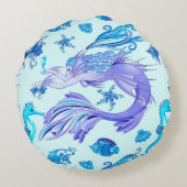 神秘的な人魚の妖精の紫色の生き物セラミックタイル ラウンドクッション (裏面)
