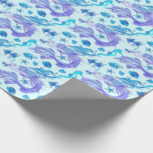 神秘的な人魚の妖精の紫色の生き物セラミックタイル ラッピングペーパー (角)