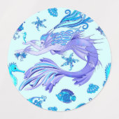 神秘的な人魚の妖精の紫色の生き物セラミックタイル ラベル (デザイン2)