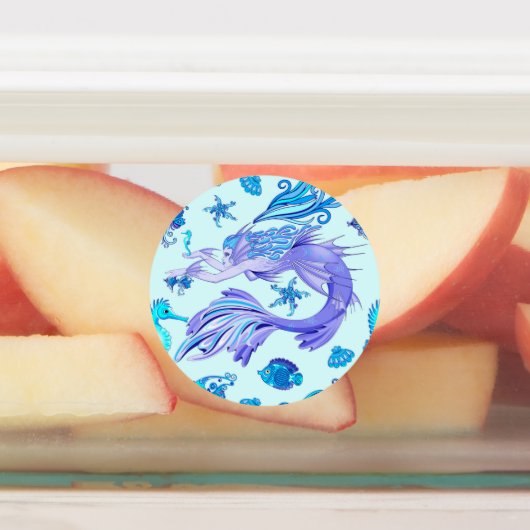 神秘的な人魚の妖精の紫色の生き物セラミックタイル ラベル (貼付)