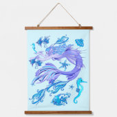 神秘的な人魚の妖精の紫色の生き物セラミックタイル 吊り下げ型タペストリー (正面)