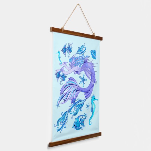 神秘的な人魚の妖精の紫色の生き物セラミックタイル 吊り下げ型タペストリー (傾斜あり)