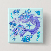 神秘的な人魚の妖精の紫色の生き物セラミックタイル 缶バッジ (正面)