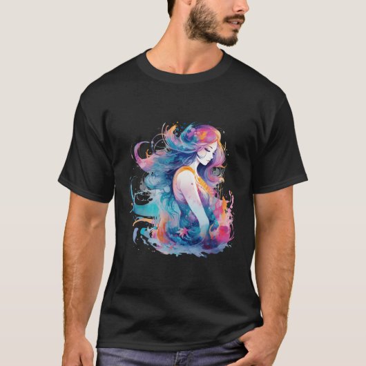 神秘的な人魚の水中抽象的 Tシャツ (正面)