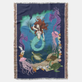 神秘的な人魚の海洋幻想 ブルーシー・ライフ スローブランケット (正面縦)