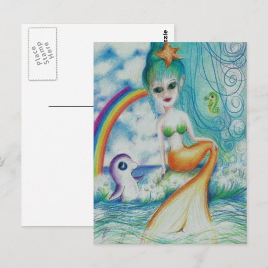 神秘的な人魚 ポストカード (正面/裏面)