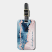 神秘的な優雅さ |ティール(緑がかった色)ピンクピーチアゲートモノグラム ラゲッジタグ (正面縦)