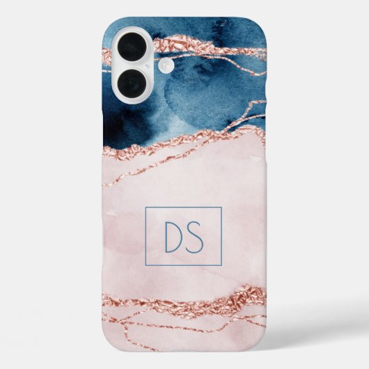 神秘的な優雅さ |ティール(緑がかった色)ピンクピーチアゲートモノグラム Case-Mate iPhoneケース (裏面)