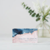 神秘的な優雅さ |ティール(緑がかった色)ブルーとバラ金ゴールドブランディング 名刺 (スタンド正面)