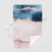 神秘的な優雅さ |ティール（緑がかった色）ブルーとバラ金ゴールド瑪瑙 ゴルフタオル (インサイチュ)