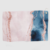 神秘的な優雅さ |ティール（緑がかった色）ブルーとバラ金ゴールド瑪瑙 ゴルフタオル (横)