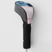 神秘的な優雅さ |ティール（緑がかった色）ブルーとバラ金ゴールド瑪瑙 ゴルフヘッドカバー (アングル)