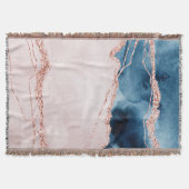 神秘的な優雅さ |ティール(緑がかった色)ブルーとバラ金ゴールド瑪瑙 スローブランケット (正面)