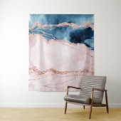 神秘的な優雅さ |ティール(緑がかった色)ブルーとバラ金ゴールド瑪瑙 タペストリー (インサイチュ)