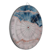 神秘的な優雅さ |ティール(緑がかった色)ブルーとバラ金ゴールド瑪瑙 ダーツボード (正面左)