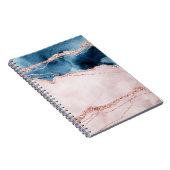 神秘的な優雅さ |ティール(緑がかった色)ブルーとバラ金ゴールド瑪瑙 ノートブック (右側)