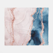 神秘的な優雅さ |ティール(緑がかった色)ブルーとバラ金ゴールド瑪瑙 フリースブランケット (正面(横))