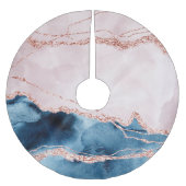 神秘的な優雅さ |ティール(緑がかった色)ブルーとバラ金ゴールド瑪瑙 ブラッシュドポリエステルツリースカート (正面)