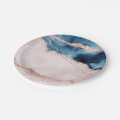 神秘的な優雅さ |ティール(緑がかった色)ブルーとバラ金ゴールド瑪瑙 ペーパープレート (アングル)