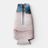 神秘的な優雅さ |ティール(緑がかった色)ブルーとバラ金ゴールド瑪瑙 ボトルクーラー (裏面)