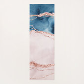 神秘的な優雅さ |ティール(緑がかった色)ブルーとバラ金ゴールド瑪瑙 ヨガマット (裏面)