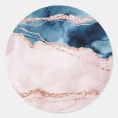 神秘的な優雅さ |ティール(緑がかった色)ブルーとバラ金ゴールド瑪瑙 ラウンドシール (正面)