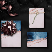 神秘的な優雅さ |ティール(緑がかった色)ブルーとバラ金ゴールド瑪瑙 ラッピングペーパーシート