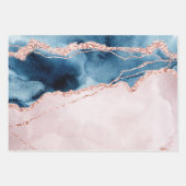 神秘的な優雅さ |ティール(緑がかった色)ブルーとバラ金ゴールド瑪瑙 ラッピングペーパーシート (正面)