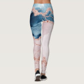 神秘的な優雅さ |ティール（緑がかった色）ブルーとバラ金ゴールド瑪瑙 レギンス (裏面)