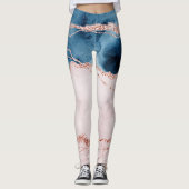 神秘的な優雅さ |ティール（緑がかった色）ブルーとバラ金ゴールド瑪瑙 レギンス (正面)