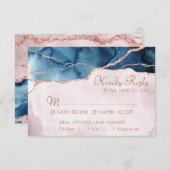 神秘的な優雅さ |ティール（緑がかった色）ブルーピンクアゲットエンツリー 出欠カード (正面/裏面)