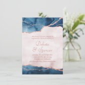 神秘的な優雅さ |ティール(緑がかった色)ブルーピンク結婚ストーン 招待状 (スタンド正面)