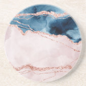 神秘的な優雅さ |ティール（緑がかった色）ブルー赤面ピンクピーチアゲート コースター (正面)