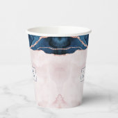 神秘的な優雅さ |ティール（緑がかった色）赤面ピンクアゲートモノグラム 紙コップ (左)