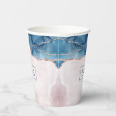 神秘的な優雅さ |ティール（緑がかった色）赤面ピンクアゲートモノグラム 紙コップ (右)