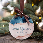 神秘的な優雅さ |ティール（緑がかった色）赤面ピンクピーチアゲート セラミックオーナメント