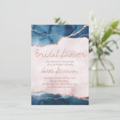 神秘的な優雅さ |ブルーピンクアゲートブライダルシャワー 招待状 (スタンド正面)