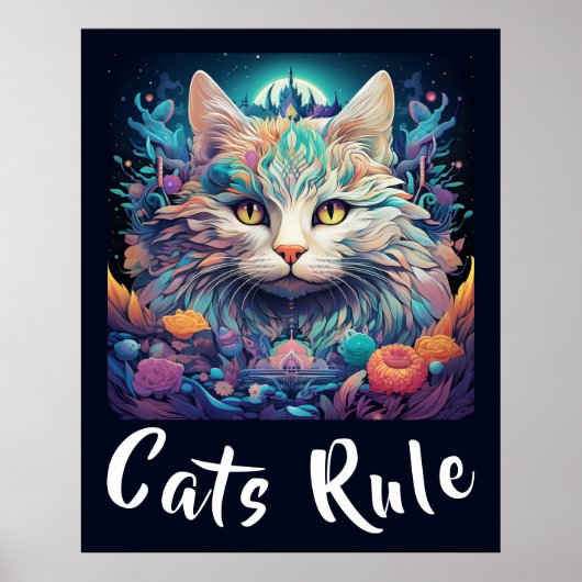 神秘的な先住民ポップ・アートのアメリカンアートキャットあなたのテキストを追加 ポスター (正面)